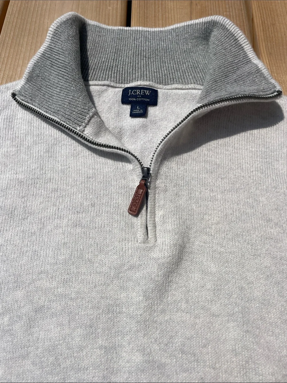 J. Crew Men's Light Gray 1/4 Zip  Mock Collar Sweater